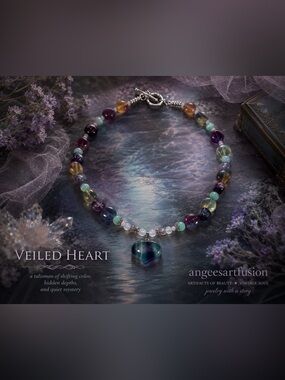 “Veiled Heart” Fluorite Heart Gemstone Necklace